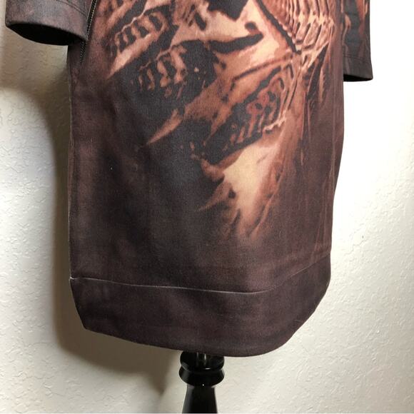 Adolfo Dominguez brown graphic print asymmetrical zip knit dress size Small - Picture 5 of 15